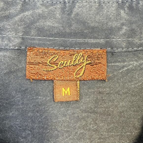 Scully Shirt Womens Medium Gray Western Aztec Embroidered Pearl Snap Long Sleeve - Picture 7 of 9